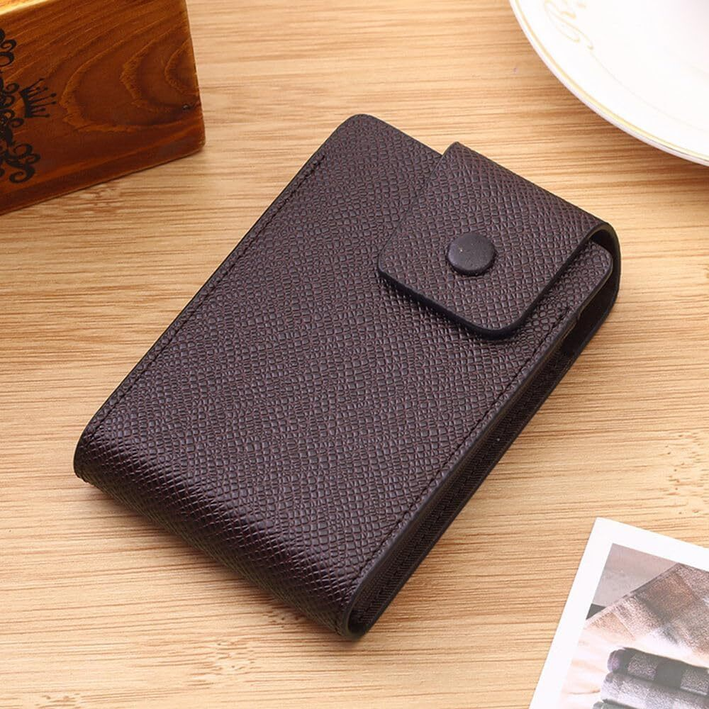 Slim Leather Credit Card Holder Wallet – 10 Card Slots, ID & Cash Pocket